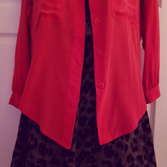 Vintage Red Silk Blouse - Picture 3 of 9